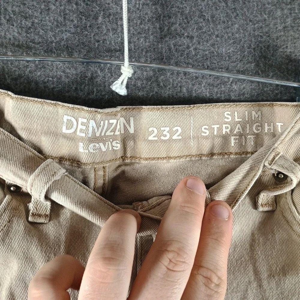 Levis Denizen 232 Slim Straight Fit Jeans Mens 30x30 Tan Beige Pockets‎ Zipper